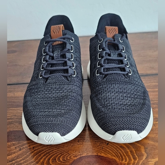 Johnston & Murphy Mens Blue Knit Shoes/Sneakers w/Brown Leather Accent Sz 8- 8.5 - Picture 2 of 9